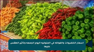 أسعار الخضروات والفواكه في المنوفية اليوم الجمعة وتأثير الطقس عليها